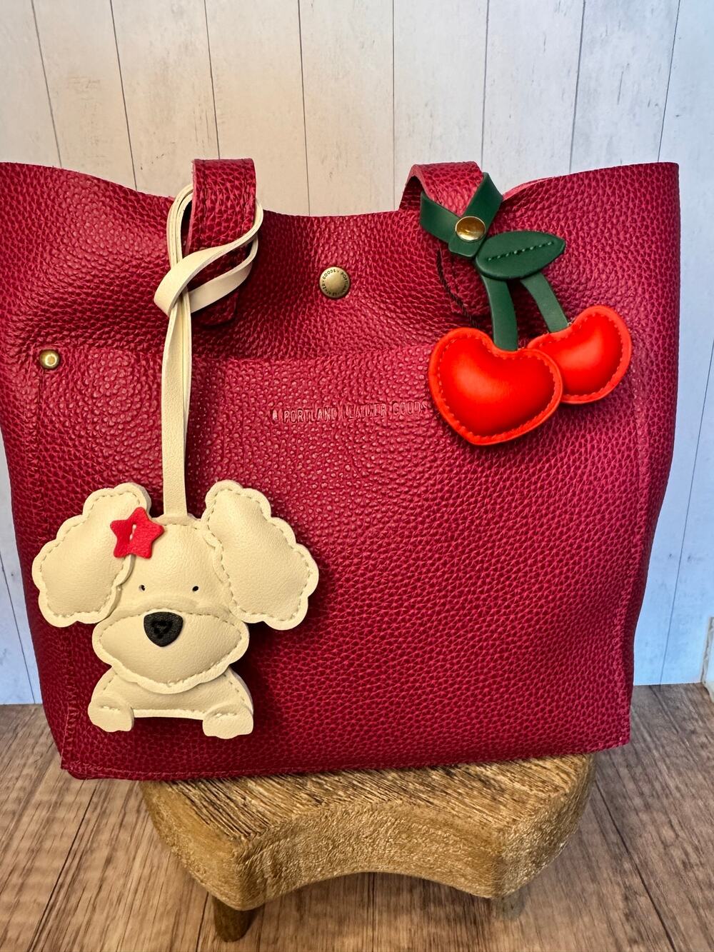 Bundle Vegan Charm Set of 2 Poodle Yorkie Fluffy Dog Lover Cherry Bag Charm